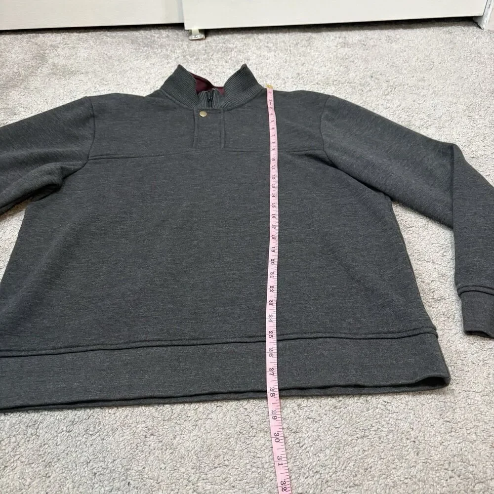Orvis Sweatshirt Mens L Gray Fleece 1/4 Zip Mock Neck Pullover Casual Outdoor